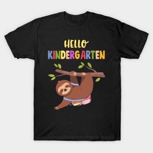 Funny Hello Kindergarten Gift Back To School Sloth T-Shirt